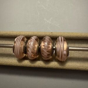 Authentic Pandora retired 4 glass pink beads